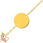 Mon premier bijou gourmette b�b� licorne bicolore - or jaune 9ct
