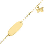 Mon premier bijou gourmette bb arrondie & charm ourson - or jaune 18ct