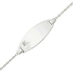 Mon premier bijou gourmette bb ovale toile - or blanc 9ct