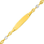 Mon premier bijou gourmette bb ovale grain de caf bicolore - or jaune et blanc 18ct