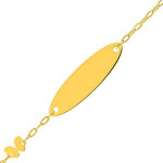 Mon premier bijou gourmette bb ovale papillon - or jaune 9ct