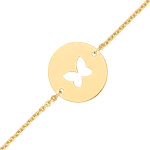 Mon premier bijou gourmette bb papillon ajour - or jaune 9ct
