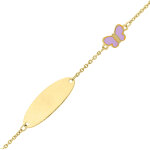 Mon premier bijou gourmette bb papillon violet - or jaune 9ct