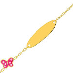 Mon premier bijou gourmette bb papillon rose - or jaune 9ct