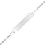 Mon premier bijou gourmette bb rectangle maille singapour - or blanc 9ct