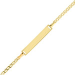 Mon premier bijou gourmette bb rectangle marine battue - or jaune 18ct