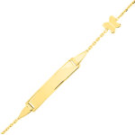 Mon premier bijou gourmette bb rectangle papillon - or jaune 18ct