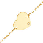 Mon premier bijou gourmette enfant coeur - diamant & or jaune 18ct Mon premier bijou gourmette enfant coeur - diamant & or jaune 18ct
