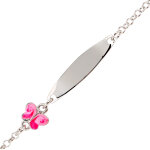 Mon premier bijou gourmette enfant papillon rose - argent massif
