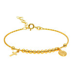 Mon premier bijou jonc ciselé croix miraculeuse - or jaune 9ct Mon premier bijou jonc ciselé croix miraculeuse - or jaune 9ct