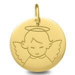 Mon premier bijou médaille ange auréolé souriant - or jaune 9ct Mon premier bijou médaille ange auréolé souriant - or jaune 9ct