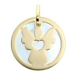 Mon premier bijou mdaille ange coeur - or jaune 18ct & nacre