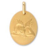 Mon premier bijou médaille ange endormi ovale - or jaune 9ct Mon premier bijou médaille ange endormi ovale - or jaune 9ct