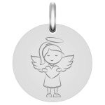 Mon premier bijou médaille ange fille au coeur - argent 925 Mon premier bijou médaille ange fille au coeur - argent 925