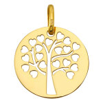 Mon premier bijou médaille arbre de vie ajourée aux coeurs - or jaune 9ct Mon premier bijou médaille arbre de vie ajourée aux coeurs - or jaune 9ct