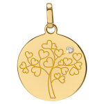 Mon premier bijou médaille arbre de vie aux coeurs - diamant & or jaune 18ct Mon premier bijou médaille arbre de vie aux coeurs - diamant & or jaune 18ct