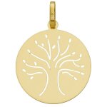 Mon premier bijou m�daille arbre de vie �lanc� ajour�e - or jaune 18ct
