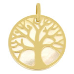 Mon premier bijou mdaille arbre de vie ajour - or jaune 18ct & nacre