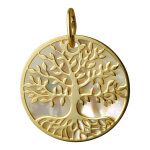 Mon premier bijou mdaille arbre de vie luxuriant - or jaune 9ct & nacre