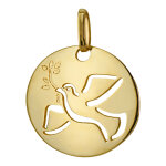 Mon premier bijou mdaille bombe colombe ajoure - or jaune 9ct