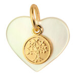Mon premier bijou mdaille coeur arbre de vie - or jaune 9ct & nacre