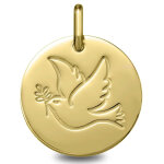 Mon premier bijou mdaille colombe ronde - or jaune 9ct