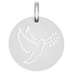 Mon premier bijou mdaille de la colombe au rameau ajoure - argent massif