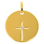 Mon premier bijou médaille croix & diamant - or jaune 9ct Mon premier bijou médaille croix & diamant - or jaune 9ct