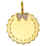 Mon premier bijou médaille dentelle et noeud - or jaune 9ct Mon premier bijou médaille dentelle et noeud - or jaune 9ct
