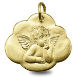 Mon premier bijou médaille nuage ange pensif - or jaune 9ct Mon premier bijou médaille nuage ange pensif - or jaune 9ct