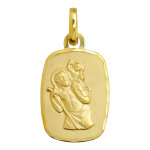 Mon premier bijou mdaille saint - christophe rectangle diamante - or jaune 18ct