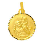 Mon premier bijou mdaille saint - christophe ronde diamante - or jaune 9ct