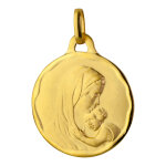 Mon premier bijou médaille vierge à l?enfant satinée - or jaune 9ct Mon premier bijou médaille vierge à l?enfant satinée - or jaune 9ct