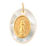 Mon premier bijou mdaille vierge miraculeuse - or jaune 18ct & nacre