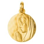 Mon premier bijou m�daille vierge en pri�re martel�e - or jaune 18ct
