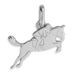 Mon premier bijou pendentif cheval de course - or blanc 9ct