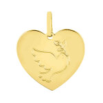 Mon premier bijou pendentif coeur colombe au rameau - or jaune 18ct Mon premier bijou pendentif coeur colombe au rameau - or jaune 18ct