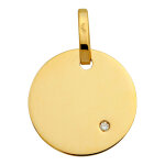 Mon premier bijou pendentif plaque ronde - diamant & or jaune 18ct Mon premier bijou pendentif plaque ronde - diamant & or jaune 18ct