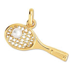 Mon premier bijou pendentif raquette de tennis perle - or jaune 18ct Mon premier bijou pendentif raquette de tennis perle - or jaune 18ct