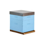 Ecoruche : ruches classiques en bois ruche color�e dadant 10 cadres + hausse & fond a�r� - azur