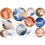 Ambiance - sticker 10 stickers plan�tes et �toiles