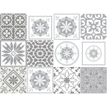 Ambiance - sticker 12 stickers carreaux de ciment nuances de gris cordoba
