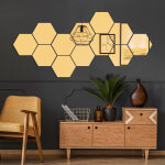 Ambiance - sticker 12 stickers miroirs hexagones or - 20x17cm