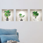 Ambiance - sticker stickers 3d palmiers en pots marbr