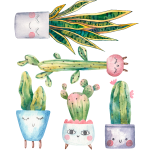 Ambiance - sticker 5 stickers plantes cactus et sansevieria