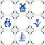 Ambiance - sticker 9 stickers carreaux de ciment bleu porcelaine