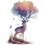 Ambiance - sticker stickers animaux cerf artistique arbre
