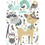 Ambiance - sticker stickers animaux d�guis�s en indiens