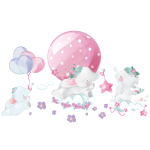 Ambiance - sticker stickers animaux �l�phants et les ballons magiques