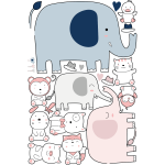 Ambiance - sticker stickers animaux famille des �l�phants et ses amis
